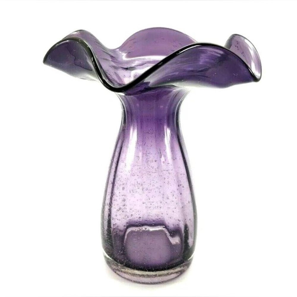 Elegant Amethyst Glass Vase by Margies Garden Handblown With Its Original Label